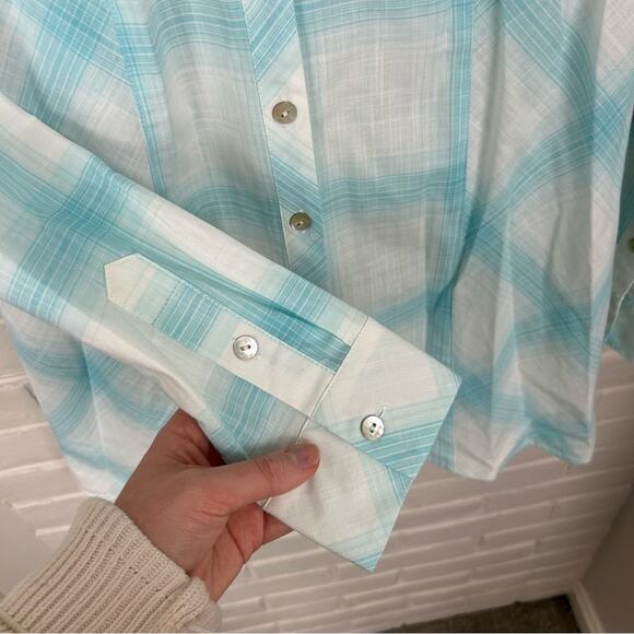 Soft Surroundings Lightweight Long Line Plaid Button Down Shirt Size XS - Picture 8 of 10